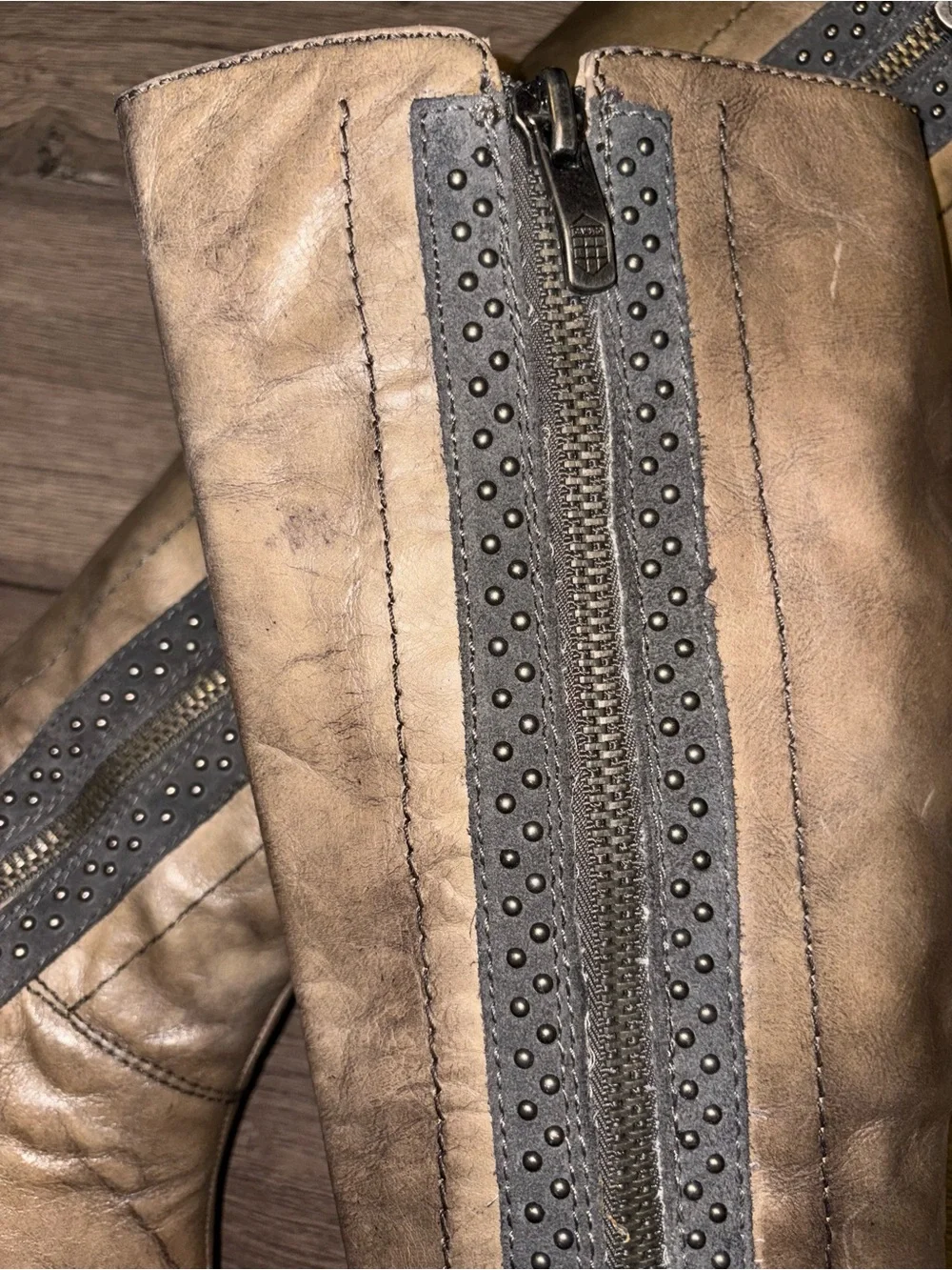Vince Camuto Taupe Knee-High Leather Boots